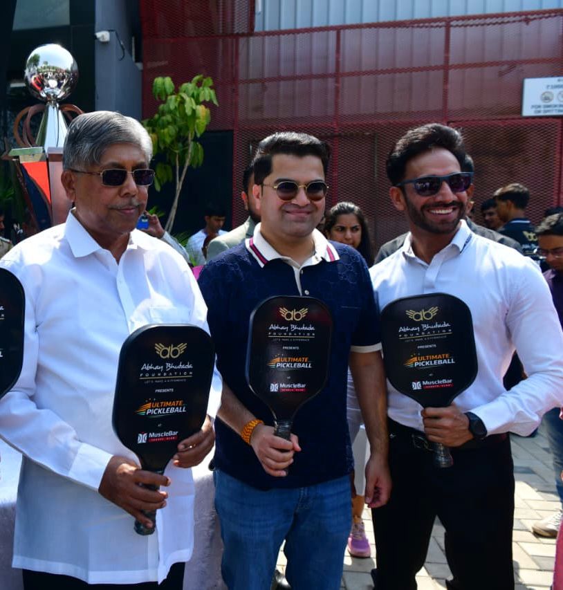 CA Abhay Bhutada, along with Honourable Minister Shri Chandrakant (Dada) Patil at the inauguration of the Ultimate Pickleball League in Pune